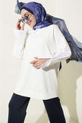 Shirt Trimmed Tunic with Stone Embellishments, Ecru