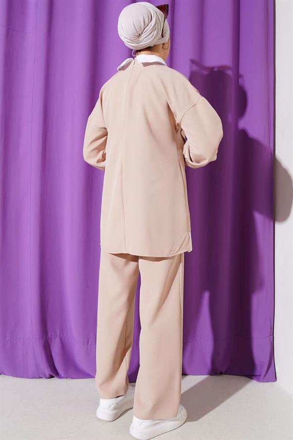 Shirt Garnish Tunic 2 Piece Set Beige