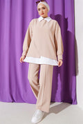 Shirt Garnish Tunic 2 Piece Set Beige