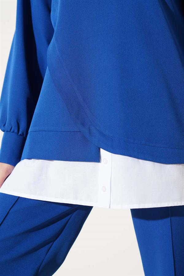 Shirt Garnish Tunic 2 Piece Set Navy Blue