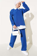 Shirt Garnish Tunic 2 Piece Set Navy Blue