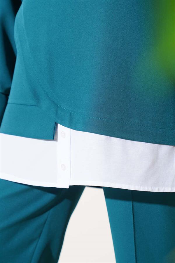 Shirt Garnish Tunic 2 Piece Set Emerald