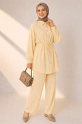 Shirt Collar 2 Piece Set with Tunnel Waist, Yellow