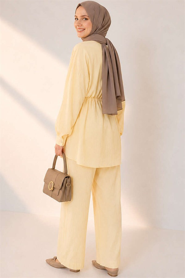Shirt Collar 2 Piece Set with Tunnel Waist, Yellow