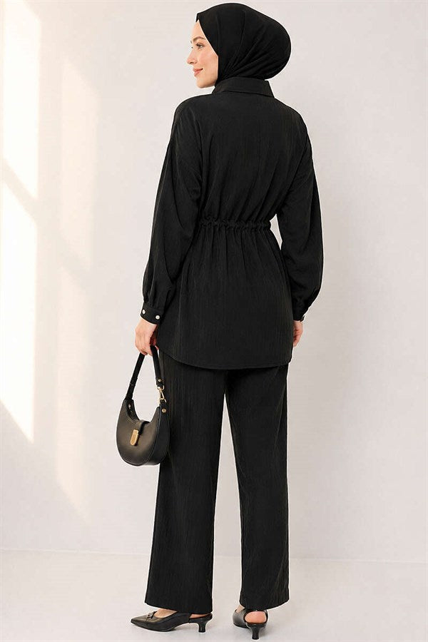 Shirt Collar 2 Piece Set with Belt Tunnel, Black
