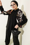 Shirt Collar Scarf Detail 2 Piece Set, Black