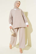 Shirt Collar Embellished Loose 2 Piece Set in Powder Pink
