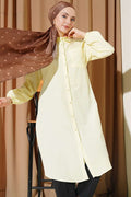 Shirt Collar Single Pocket Long Shirt Yellow
