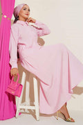 Shirt Collar Side Tie Skirted 2 Piece Set Pink