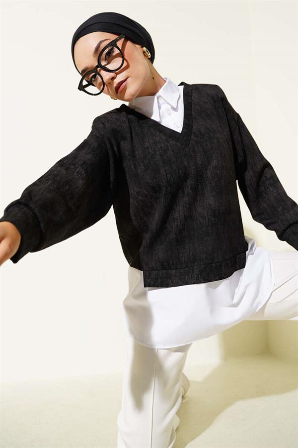 Shirt Collar Granite Tunic Black