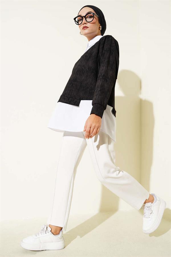 Shirt Collar Granite Tunic Black
