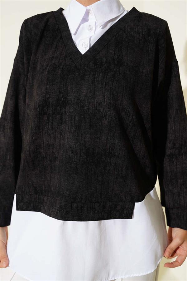 Shirt Collar Granite Tunic Black