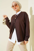 2 Piece Set: Shirt and Buttoned Cardigan, Coffee color.