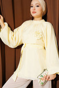 Yellow Tunic with Rose Brooch and Self-Belt