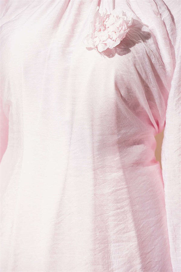 Loose 2 Piece Set in Pink with Rose Brooch