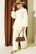 Casual 2 Piece Set with Rose Brooch, Yellow