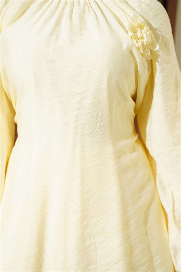 Casual 2 Piece Set with Rose Brooch, Yellow