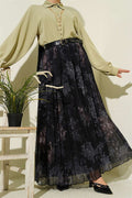 Rose Pattern Belted Tulle Skirt Black