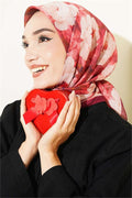 Rose Patterned Soft Scarf Burgundy