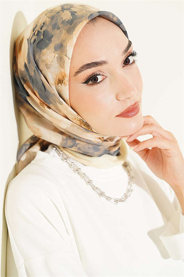 Rose Patterned Soft Scarf Yellow
