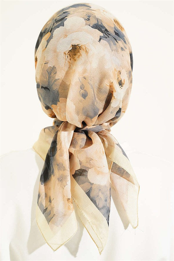 Rose Patterned Soft Scarf Yellow
