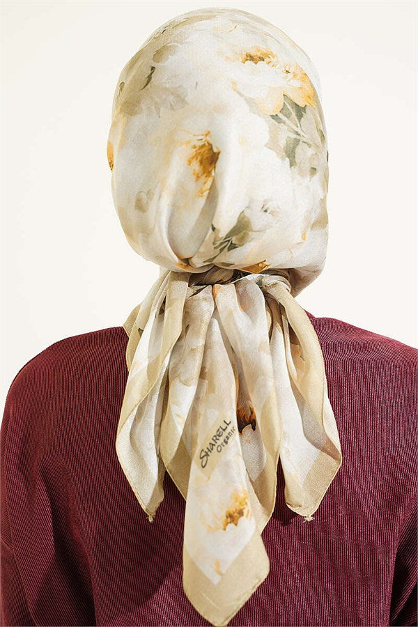 Rose Patterned Soft Scarf, Aqua Green