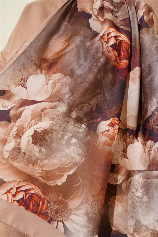 Rose Patterned Soft Shawl Latte