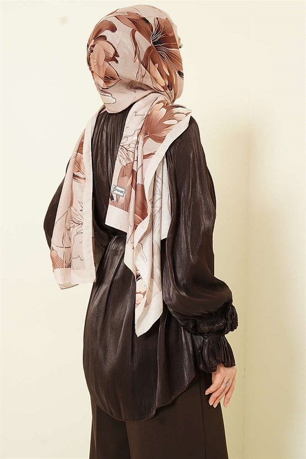Rose Detail Buttoned Evening Shirt, Brown
