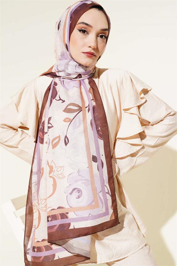 Rose Motif Shawl Brown