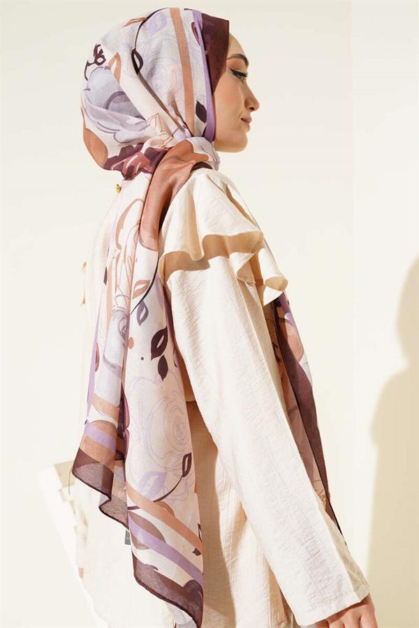 Rose Motif Shawl Brown