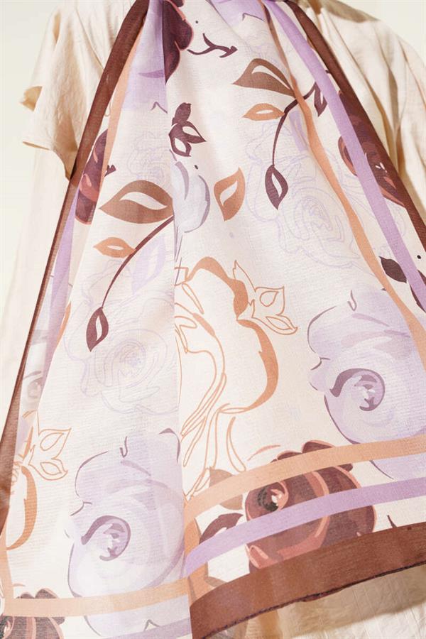 Rose Motif Shawl Brown