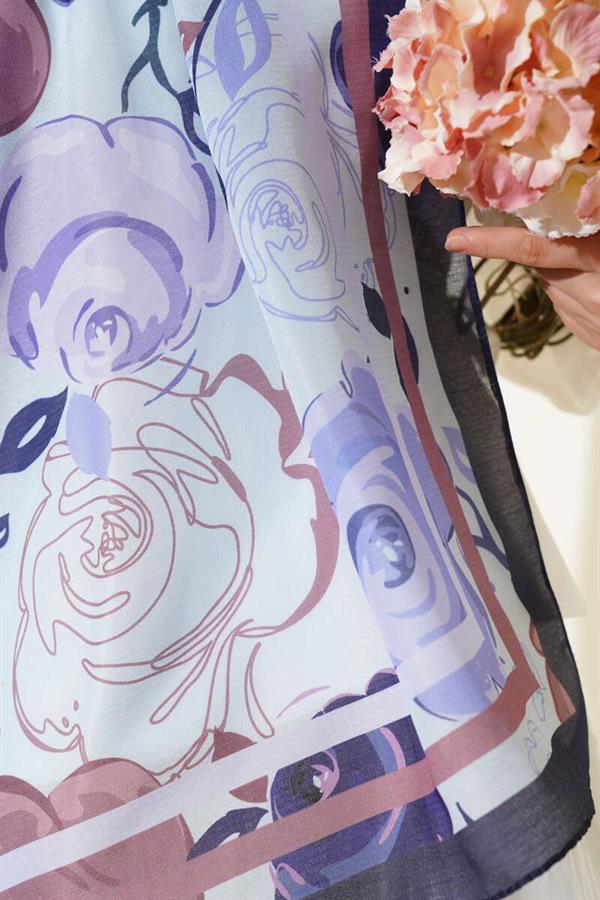 Lilac Shawl with Rose Motif