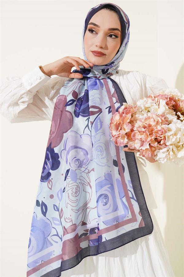 Lilac Shawl with Rose Motif