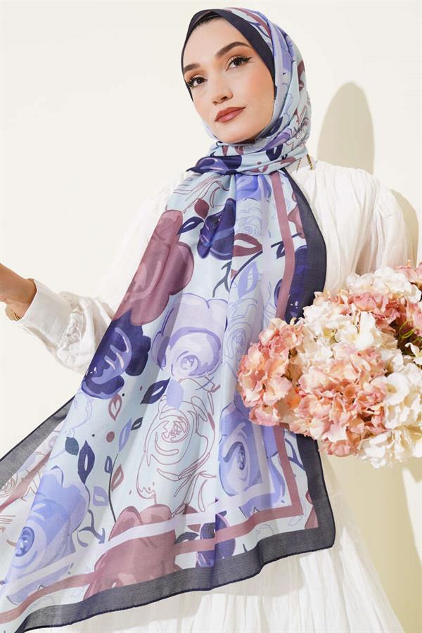 Lilac Shawl with Rose Motif
