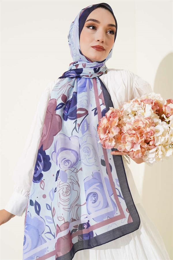 Lilac Shawl with Rose Motif