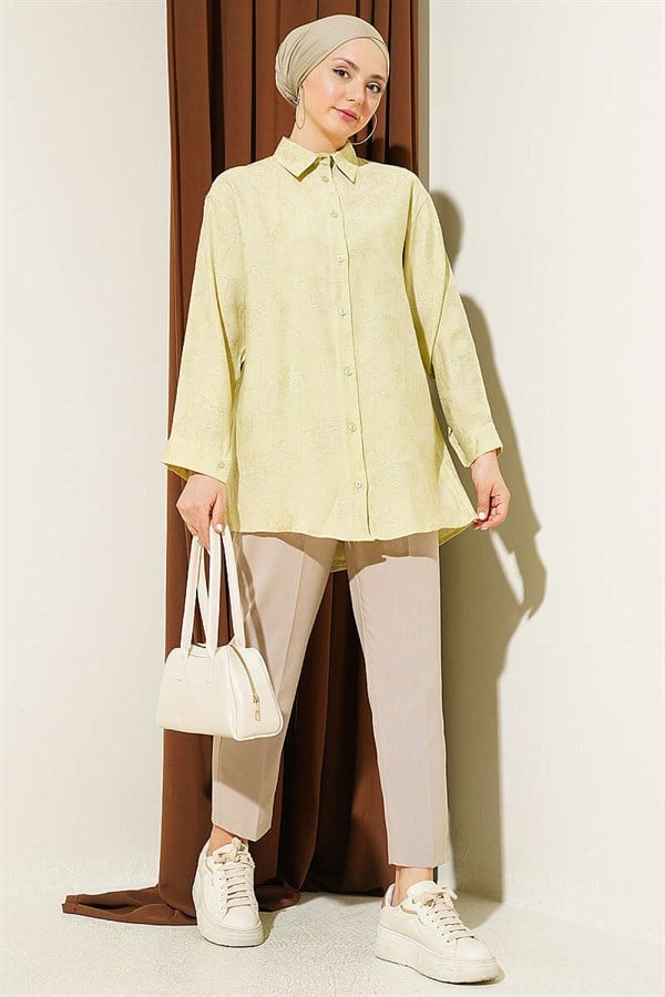 Rose Embroidered Shirt, Light Green