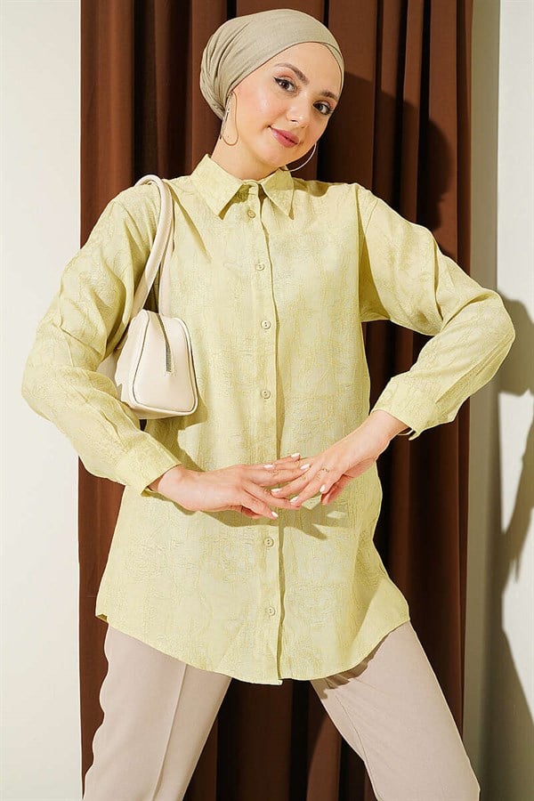 Rose Embroidered Shirt, Light Green