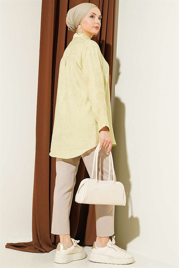 Rose Embroidered Shirt, Light Green