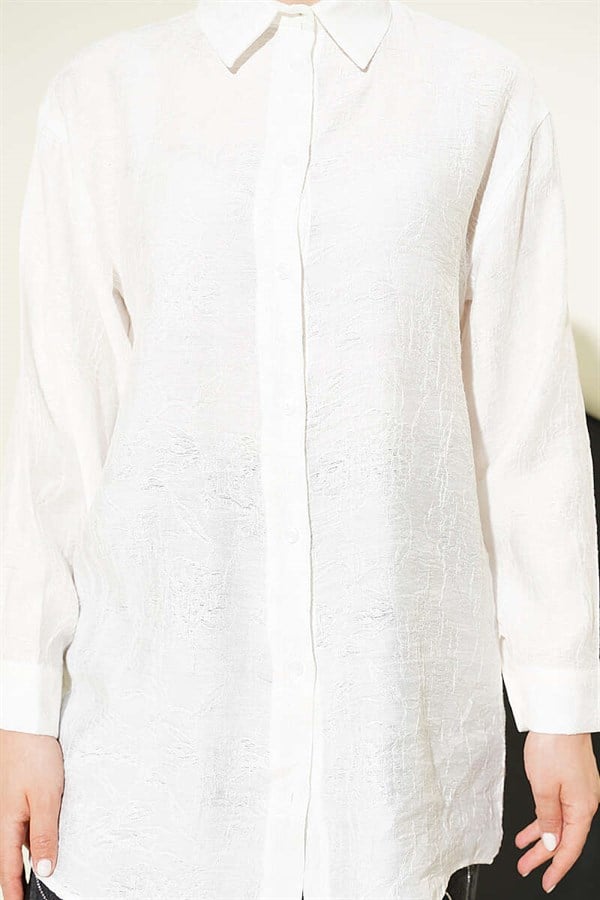 Rose Embroidered Shirt, Ecru