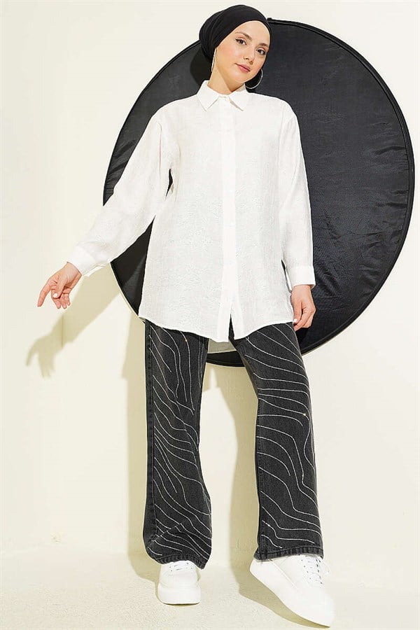 Rose Embroidered Shirt, Ecru
