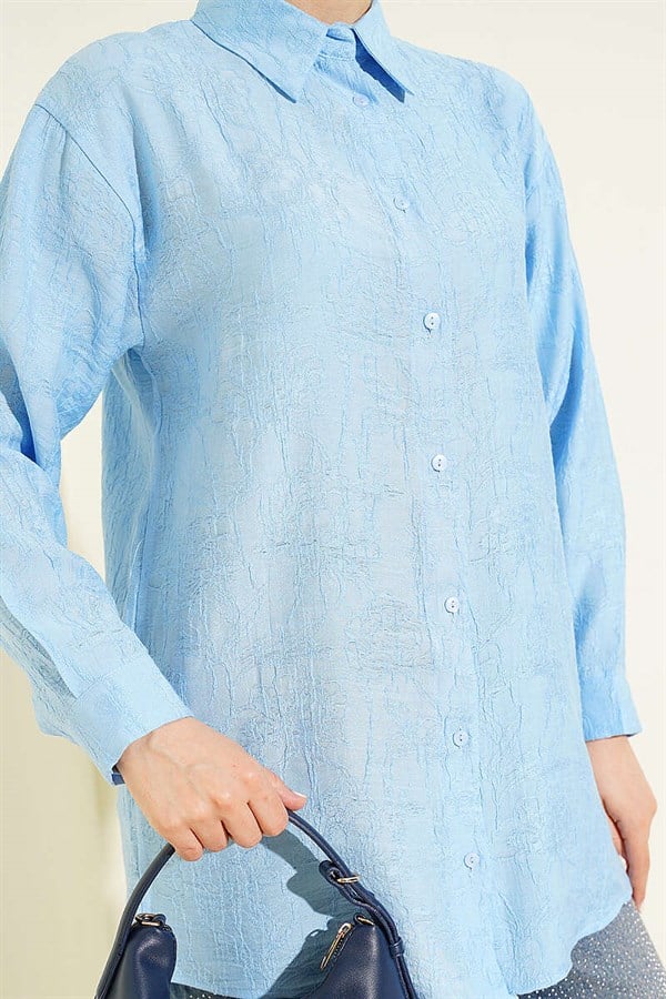 Rose Embroidered Shirt, Blue