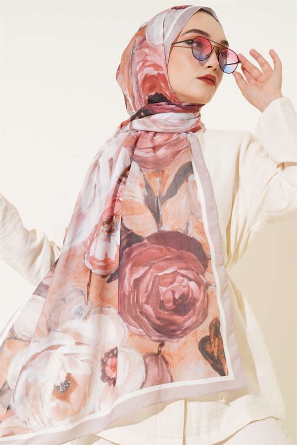 Rose Stripe Shawl Light Mink