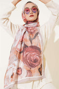 Rose Stripe Shawl Light Mink