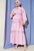 2 Piece Set with Lace Detail Skirt, Pink