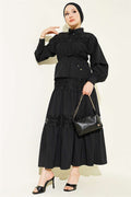 2 Piece Set with Lace Detail Skirt, Black