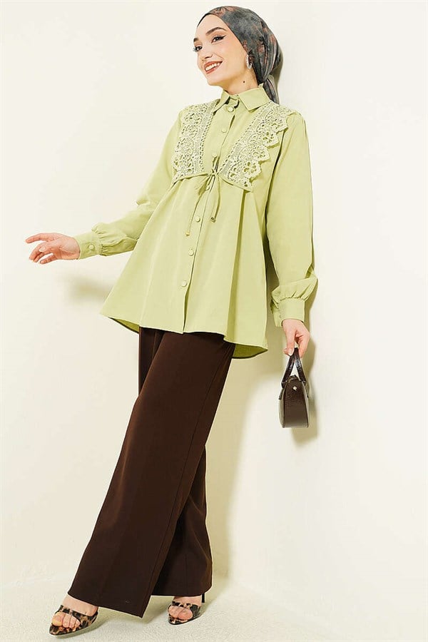 Lace-up Shirt, Pistachio Green