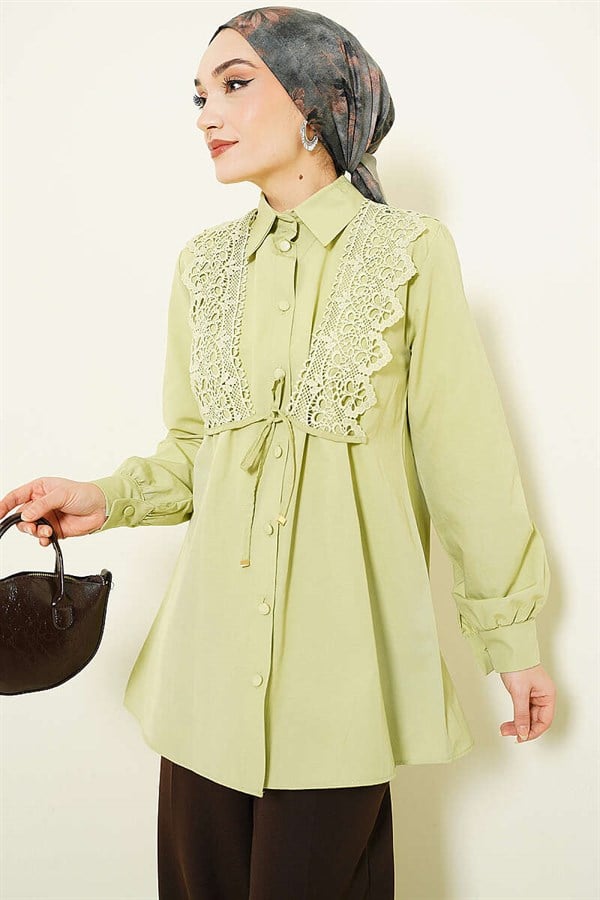 Lace-up Shirt, Pistachio Green
