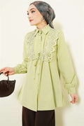 Lace-up Shirt, Pistachio Green