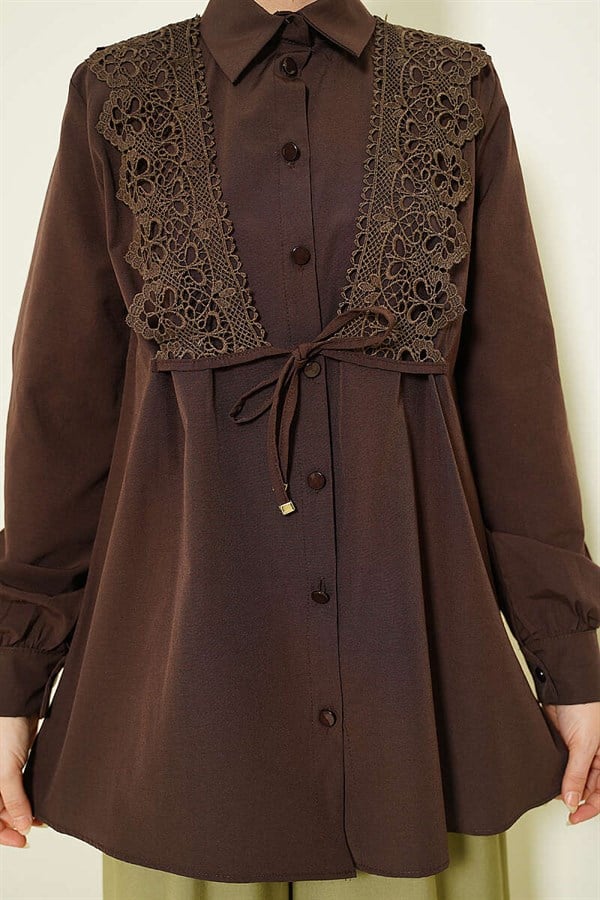 Lace-up Shirt, Brown
