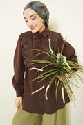 Lace-up Shirt, Brown